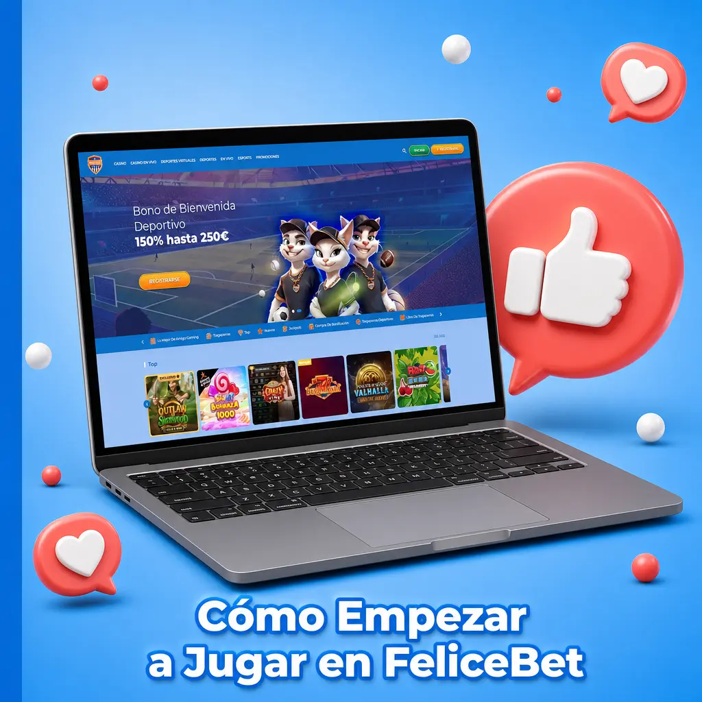 Guía para empezar a jugar en FeliceBet: registro, verificación de cuenta, depósito y activación del bono de bienvenida.