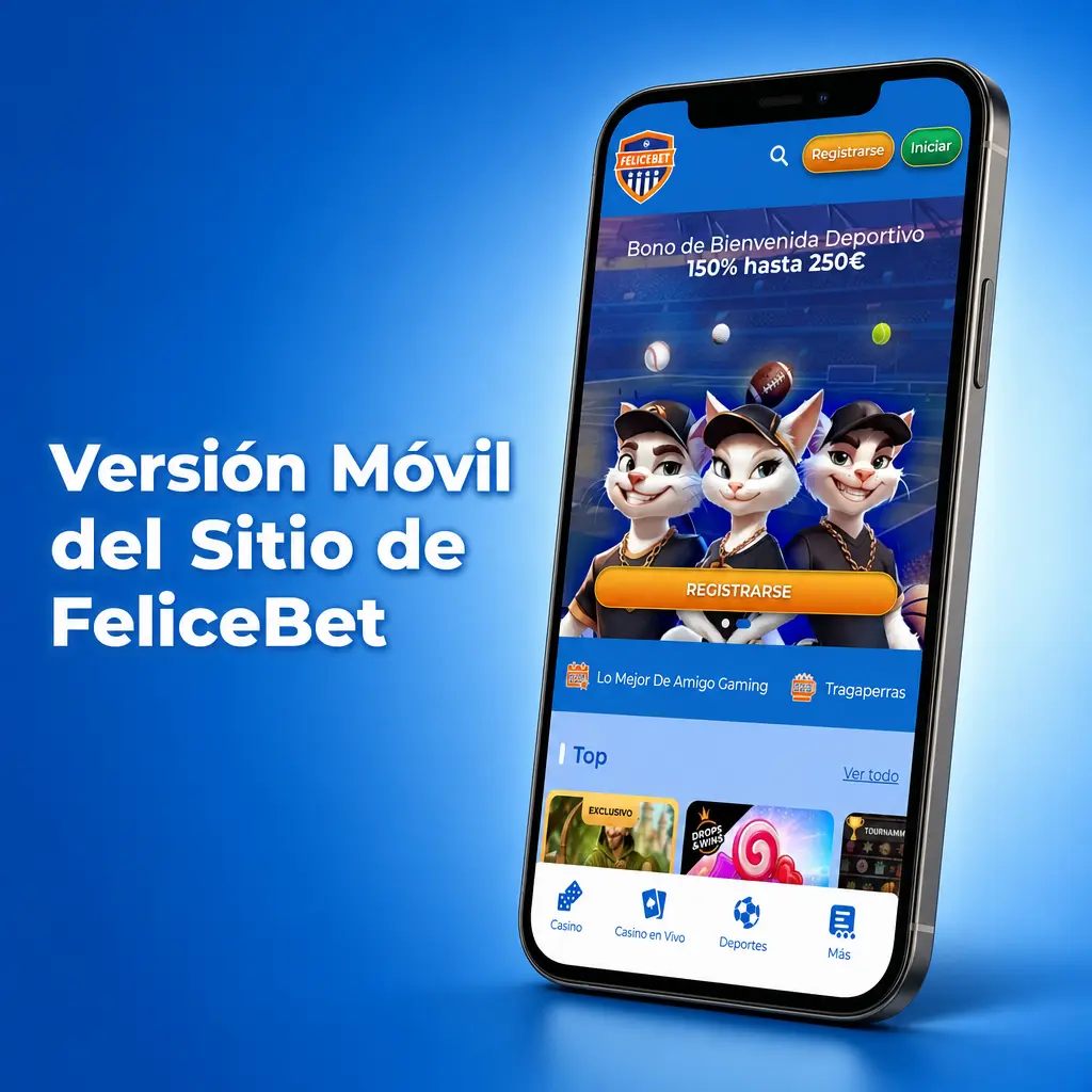 Versión móvil de FeliceBet: acceso sin descarga, casino y apuestas deportivas, diseño adaptado y bajo consumo de datos.